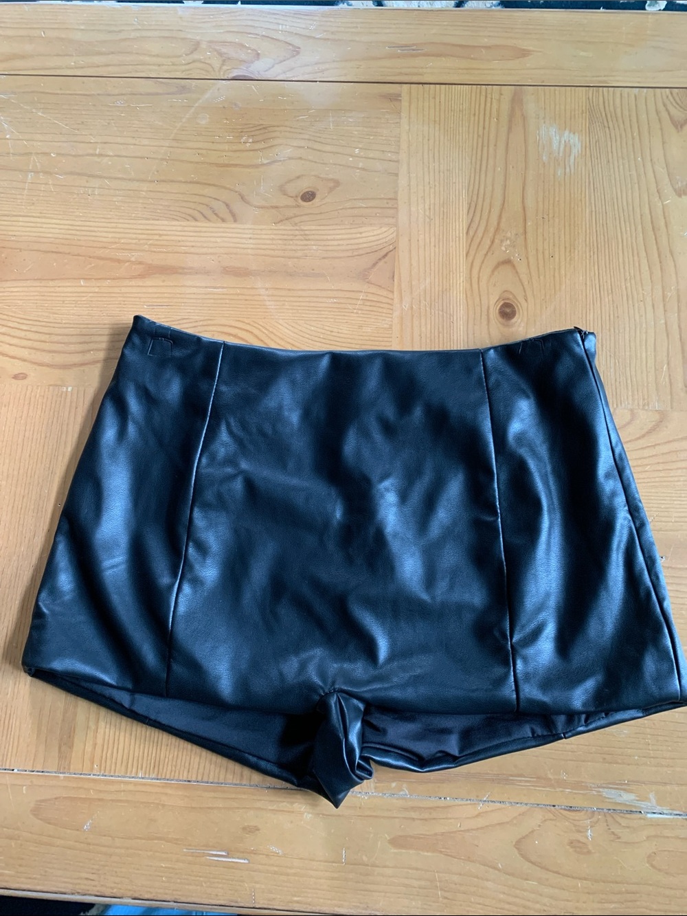 Women's Black Faux Leather Shorts